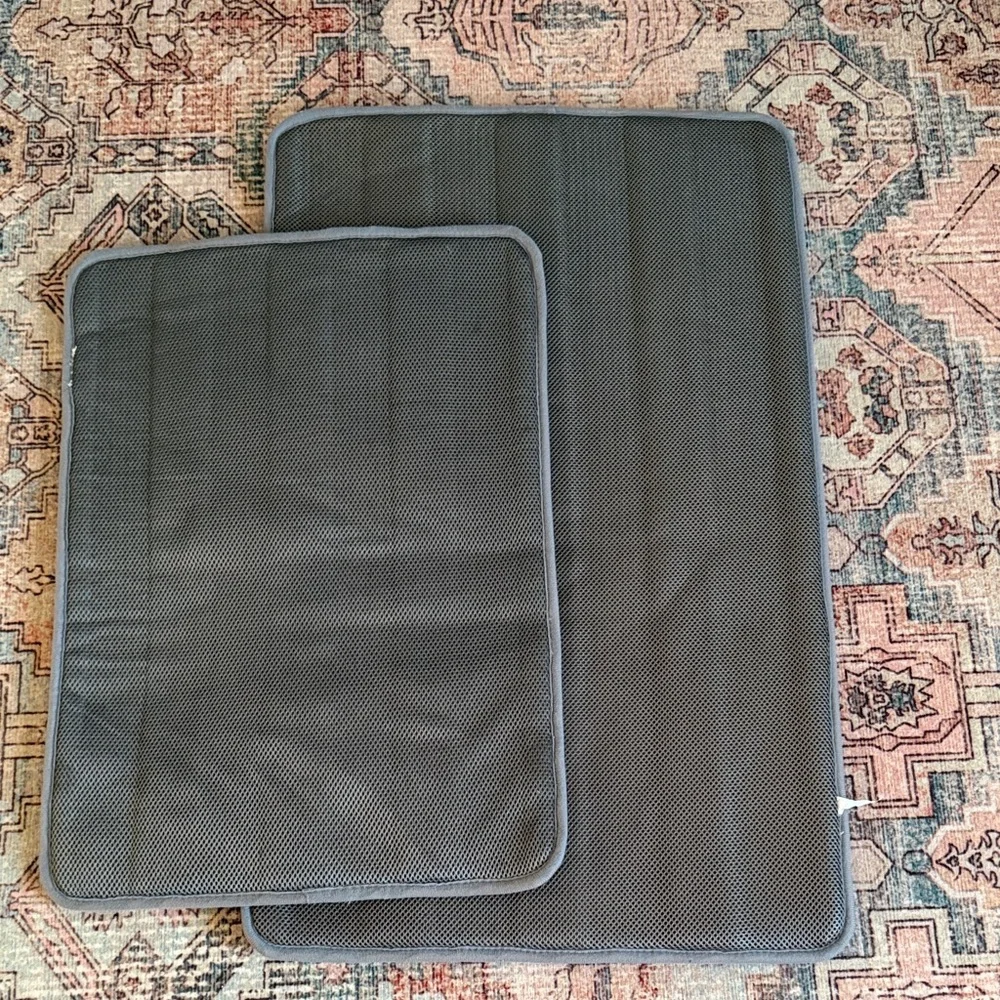 Plush Gray Bath Mat Set - Soft Ribbed Texture